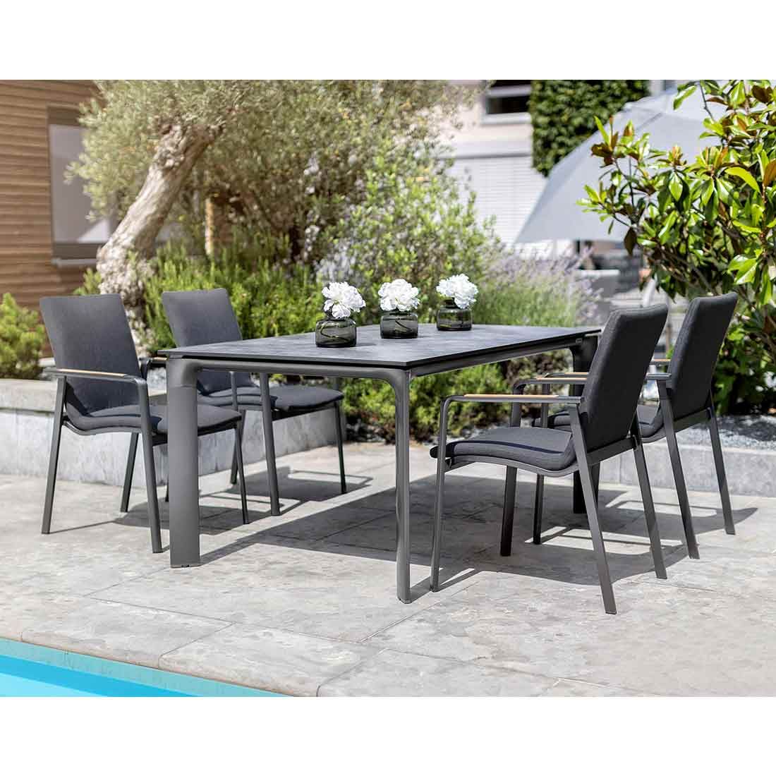 Hagemøbelsett Diamond 4 plasser aluminium bakside