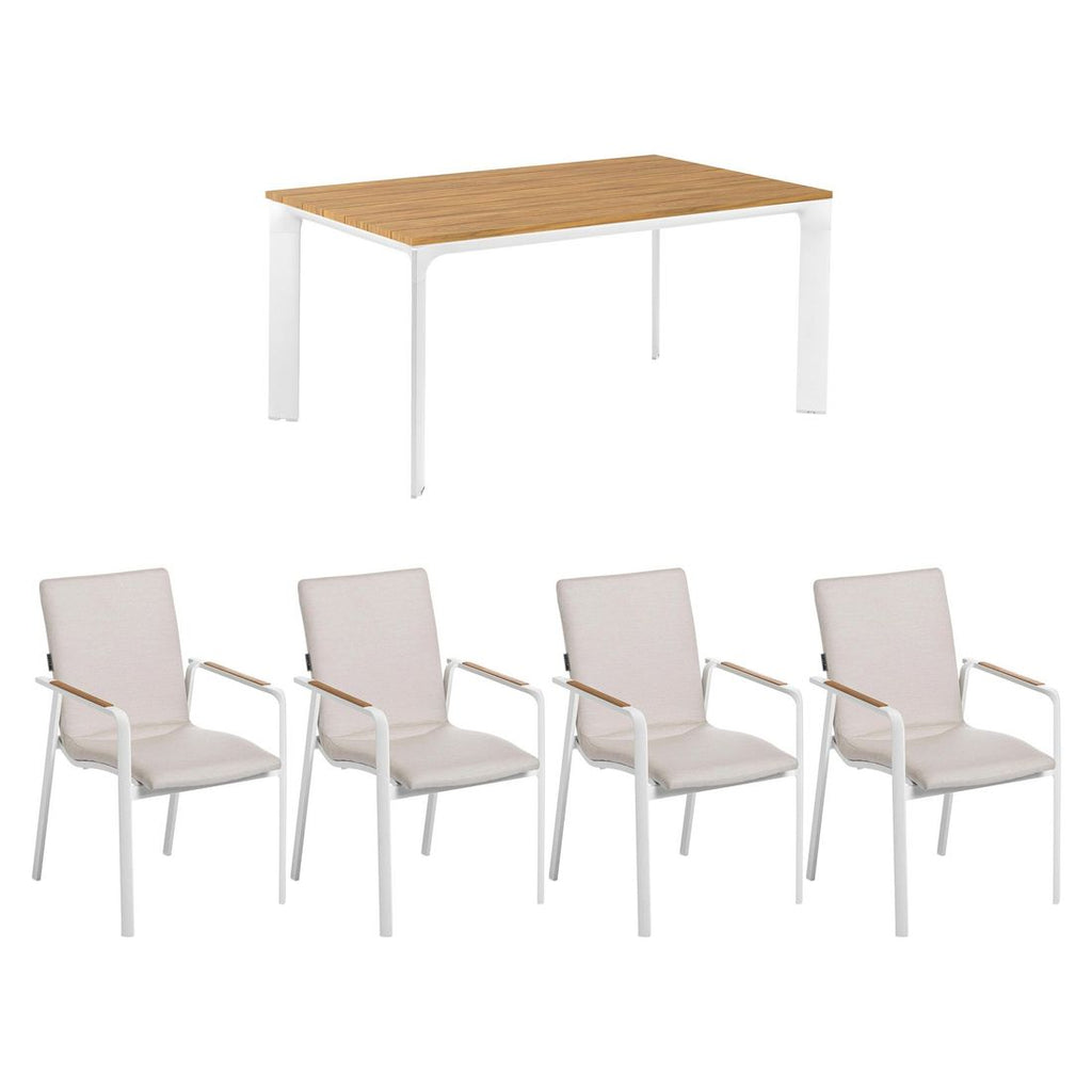 Hagemøbelsett Diamond 4 plasser aluminium teak bakside