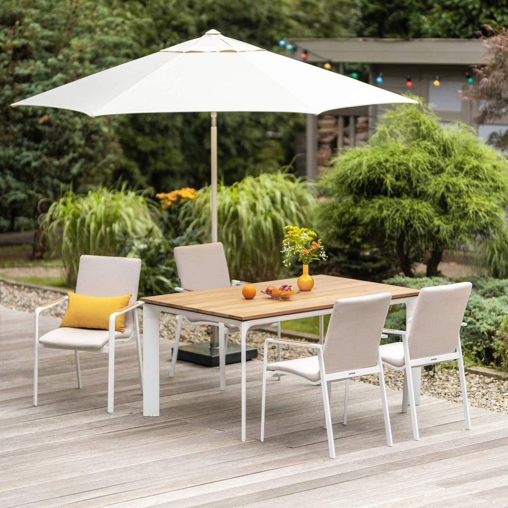 Hagemøbelsett Diamond 4 plasser aluminium teak forfra