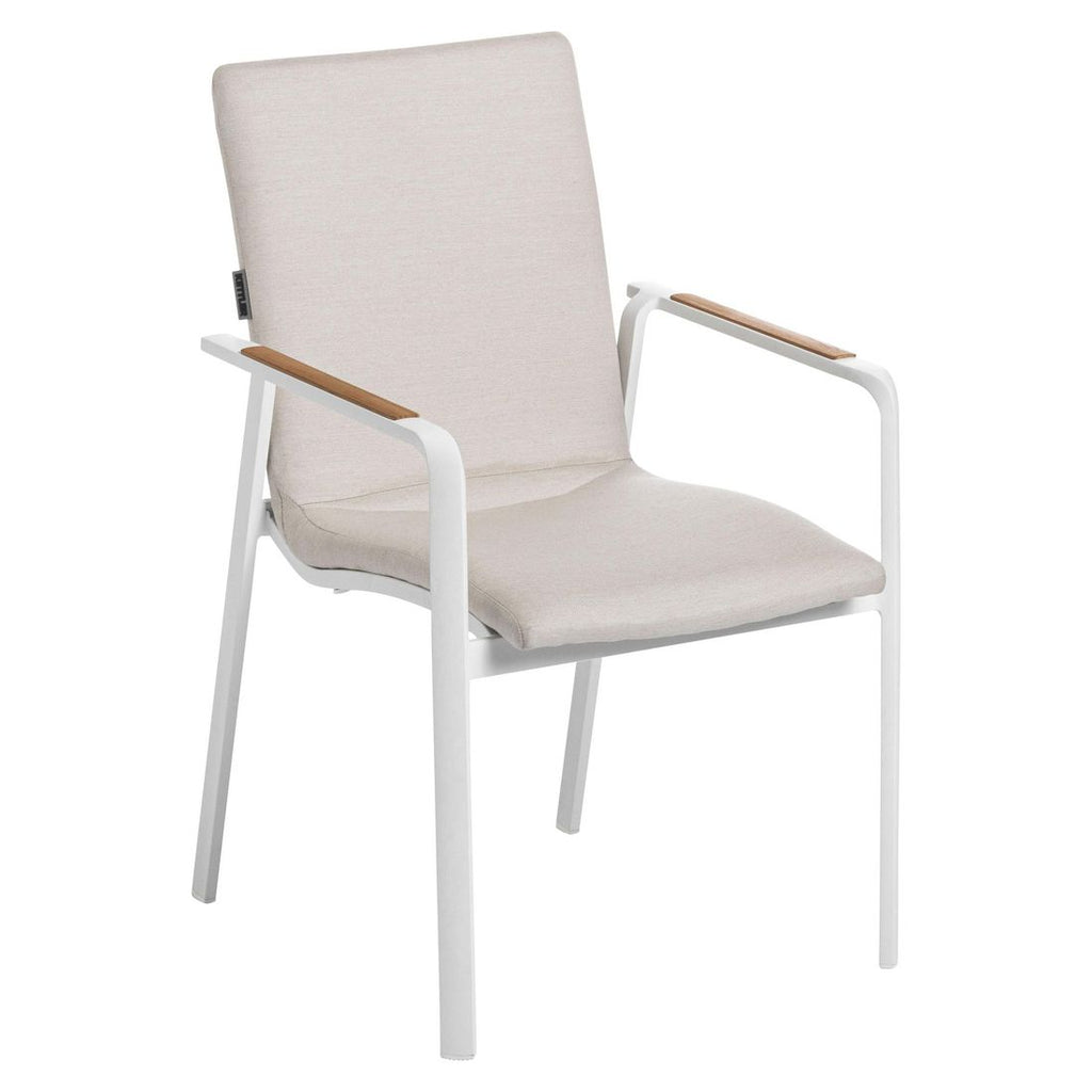 Hagemøbelsett Diamond 4 plasser aluminium teak montert på terrasse