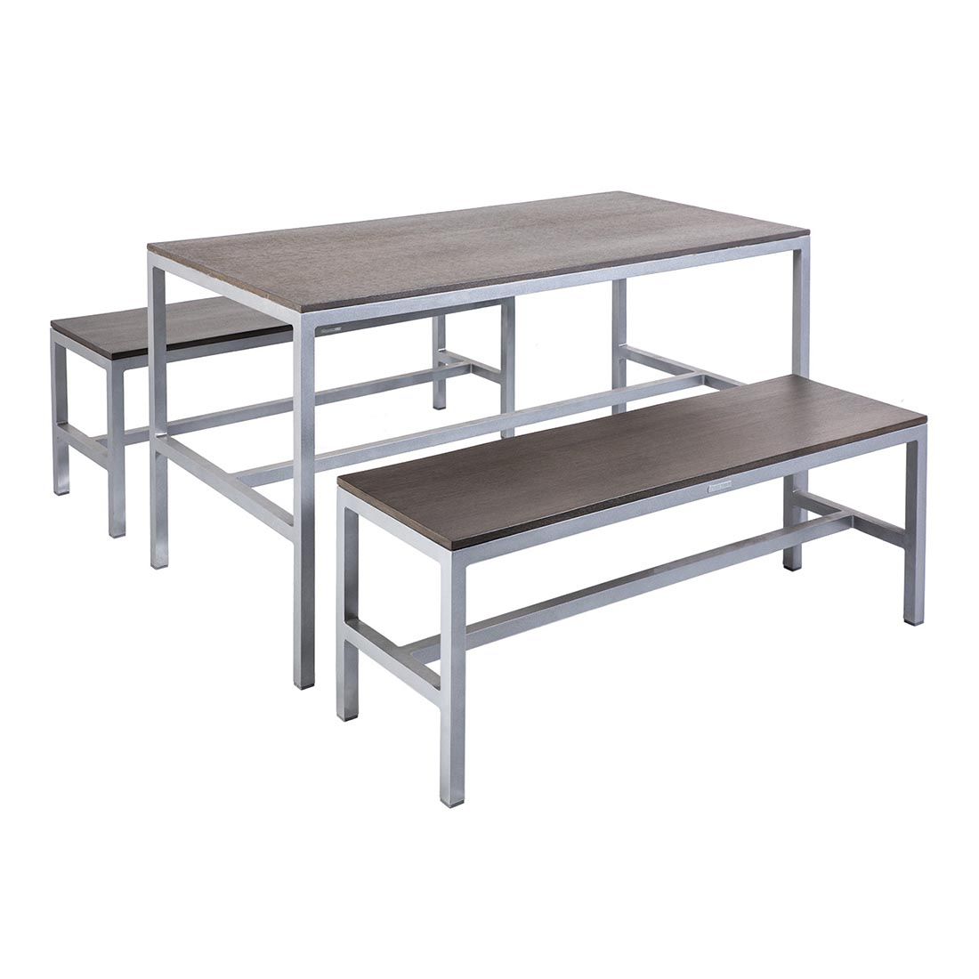 Hagemøbelsett Dice 3-delt aluminium bord 140x70 cm forfra