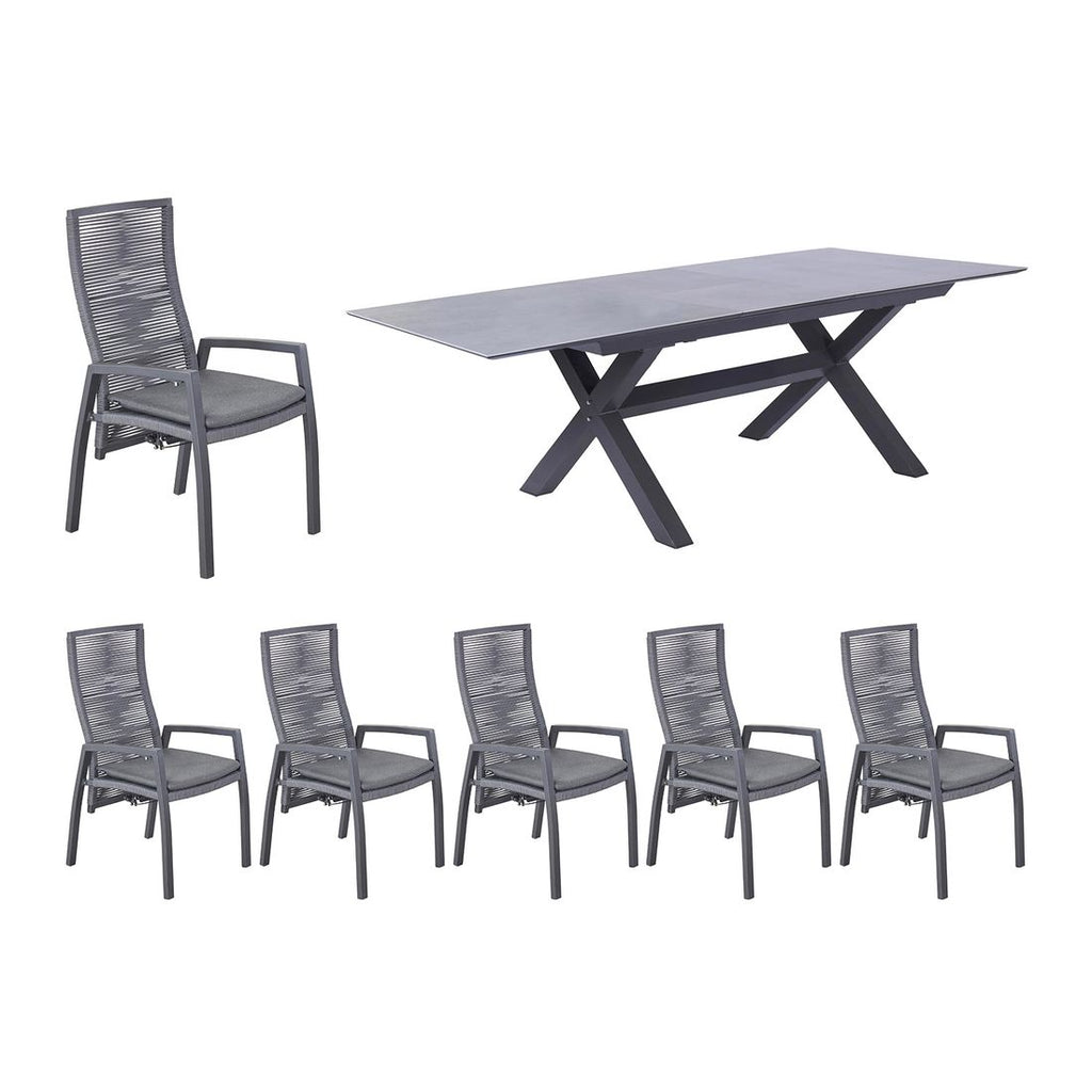 Hagemøbelsett Diwo 6 plasser aluminium bakside