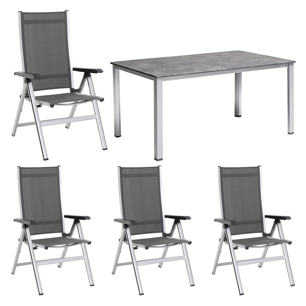 Hagemøbelsett Elements 4 plasser aluminium 160x90 cm forfra