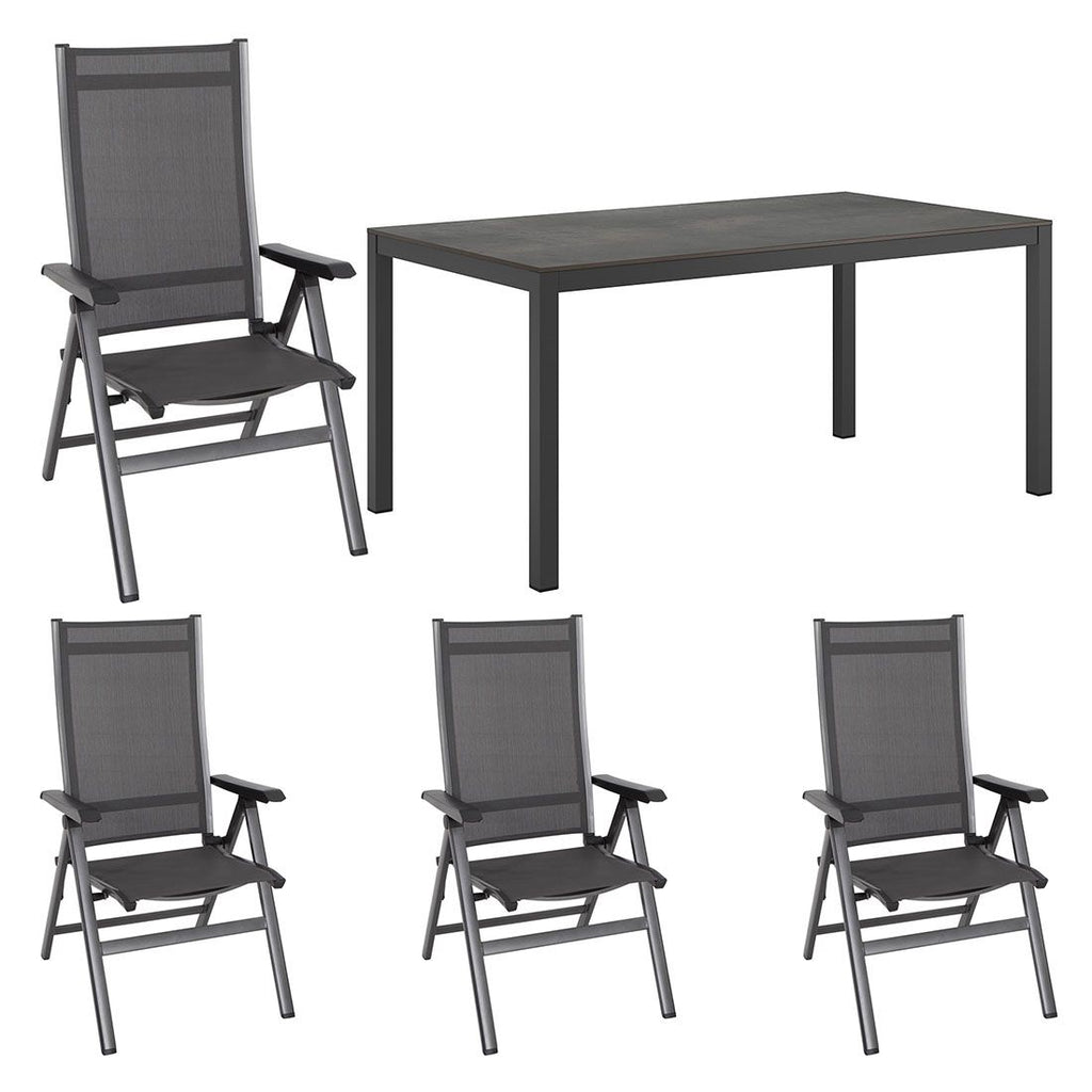 Hagemøbelsett Elements 4 plasser aluminium HPL forfra