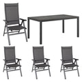 Hagemøbelsett Elements 4 plasser aluminium HPL forfra