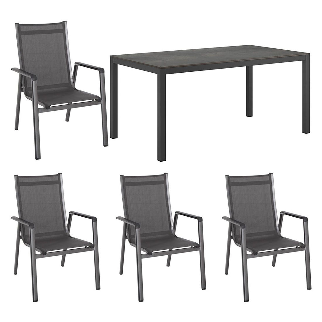 Hagemøbelsett Elements 4 plasser aluminium HPL front