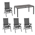 Hagemøbelsett Elements M 4 plasser aluminium 160x90 cm sett forfra