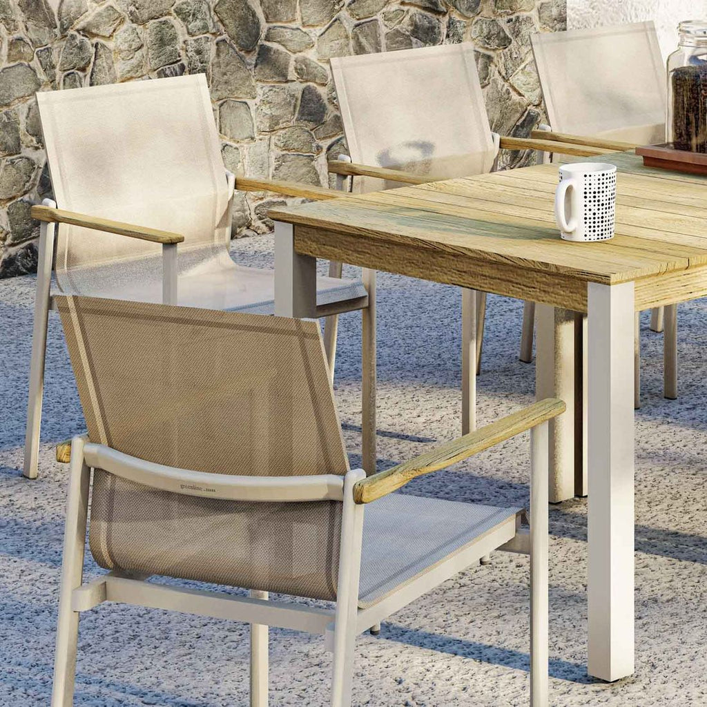 Hagemøbelsett Enox 6 plasser aluminium og teak fra siden