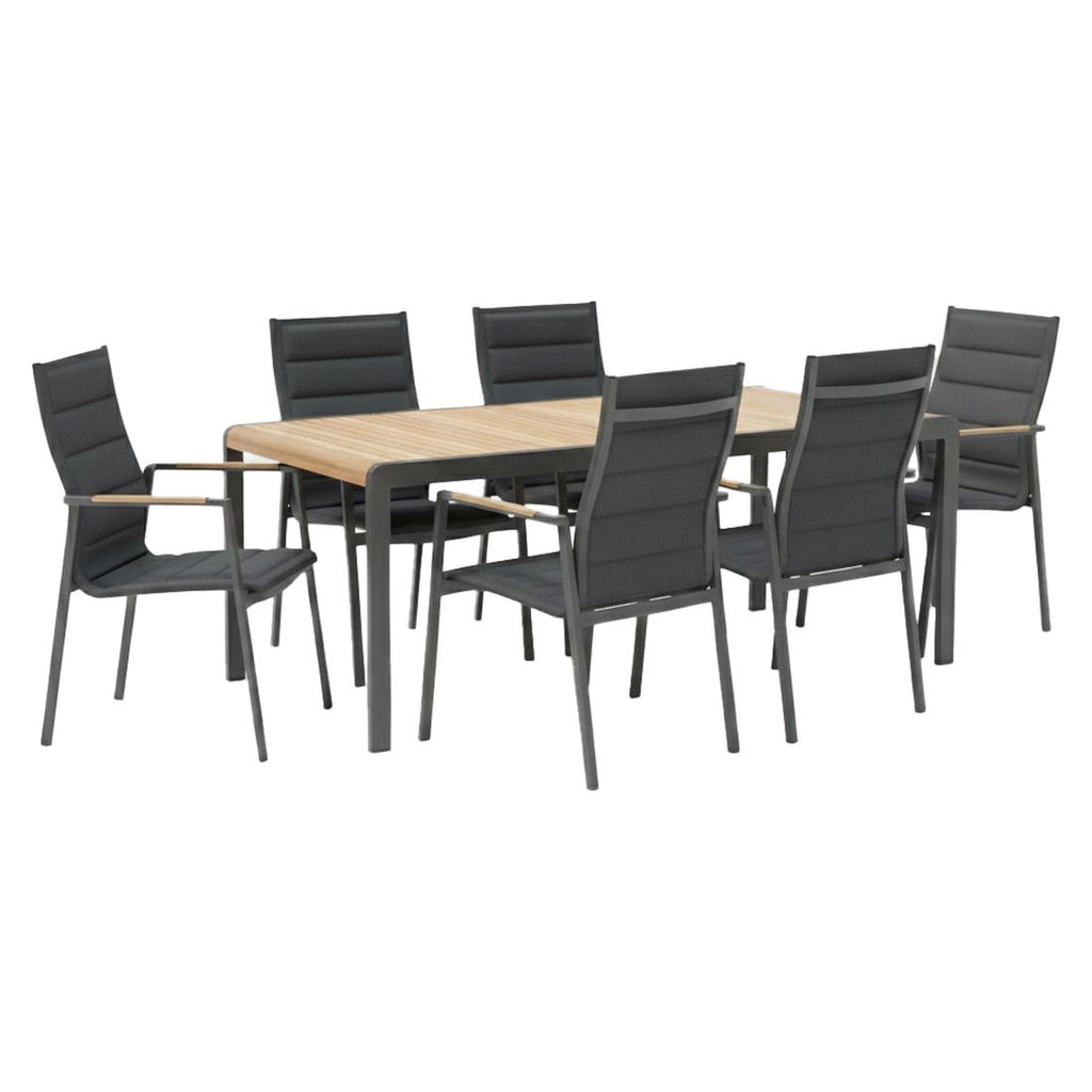 Hagemøbelsett Espoo 6 plasser aluminium 221x95 cm bakside
