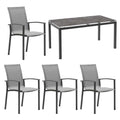Hagemøbelsett Evoee 4 plasser aluminium 160x90 cm forfra