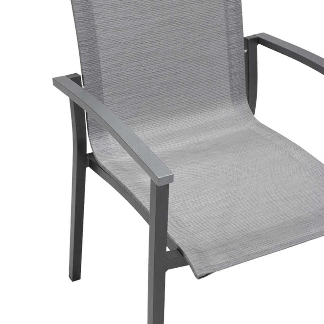 Hagemøbelsett Evoee 4 plasser aluminium 160x90 cm detalj av stol