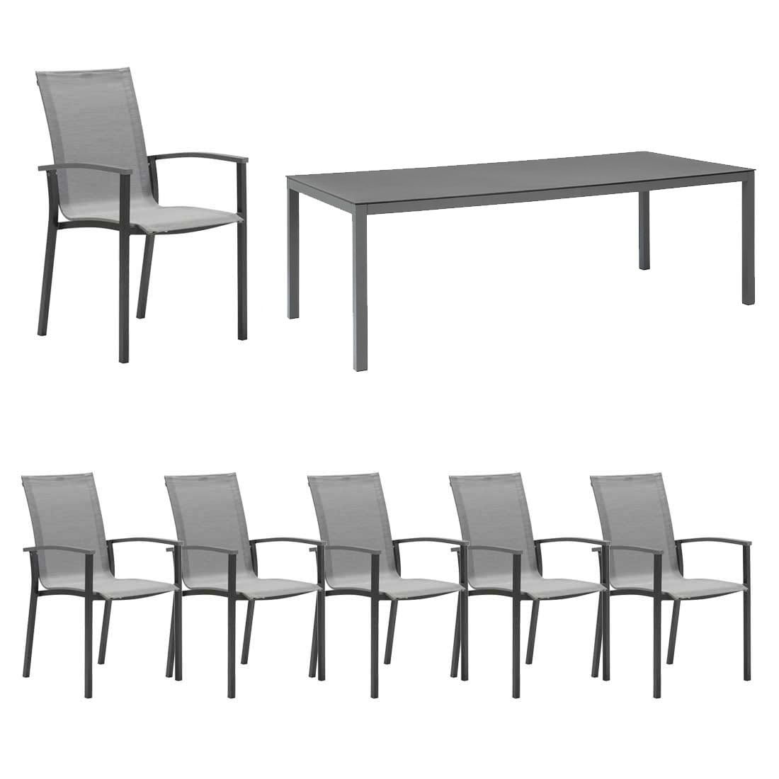Hagemøbelsett Evoee 6 plasser aluminium forfra