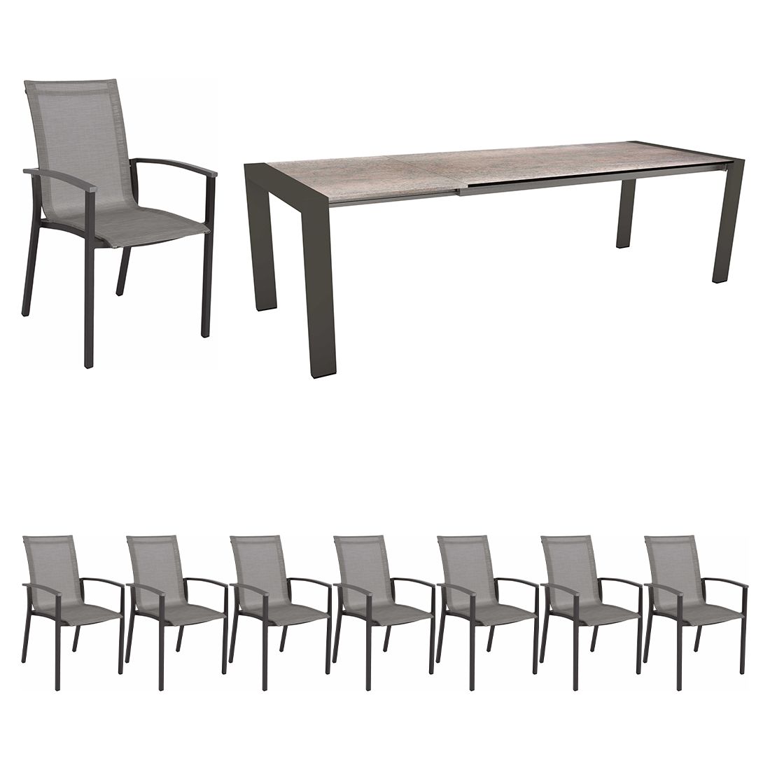 Hagemøbelsett Evoee 8 plasser uttrekkbart 200/260x90 cm - Stern bakside