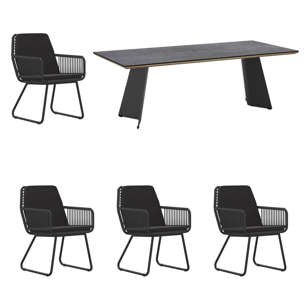 Hagemøbelsett Flix 4 plasser aluminium HPL 230x100 cm - Zebra bakside