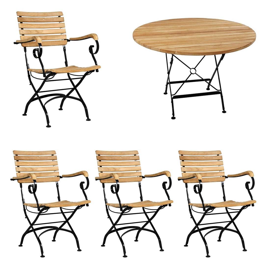 Hagemøbelsett Florence 4 plasser teak smijern forfra