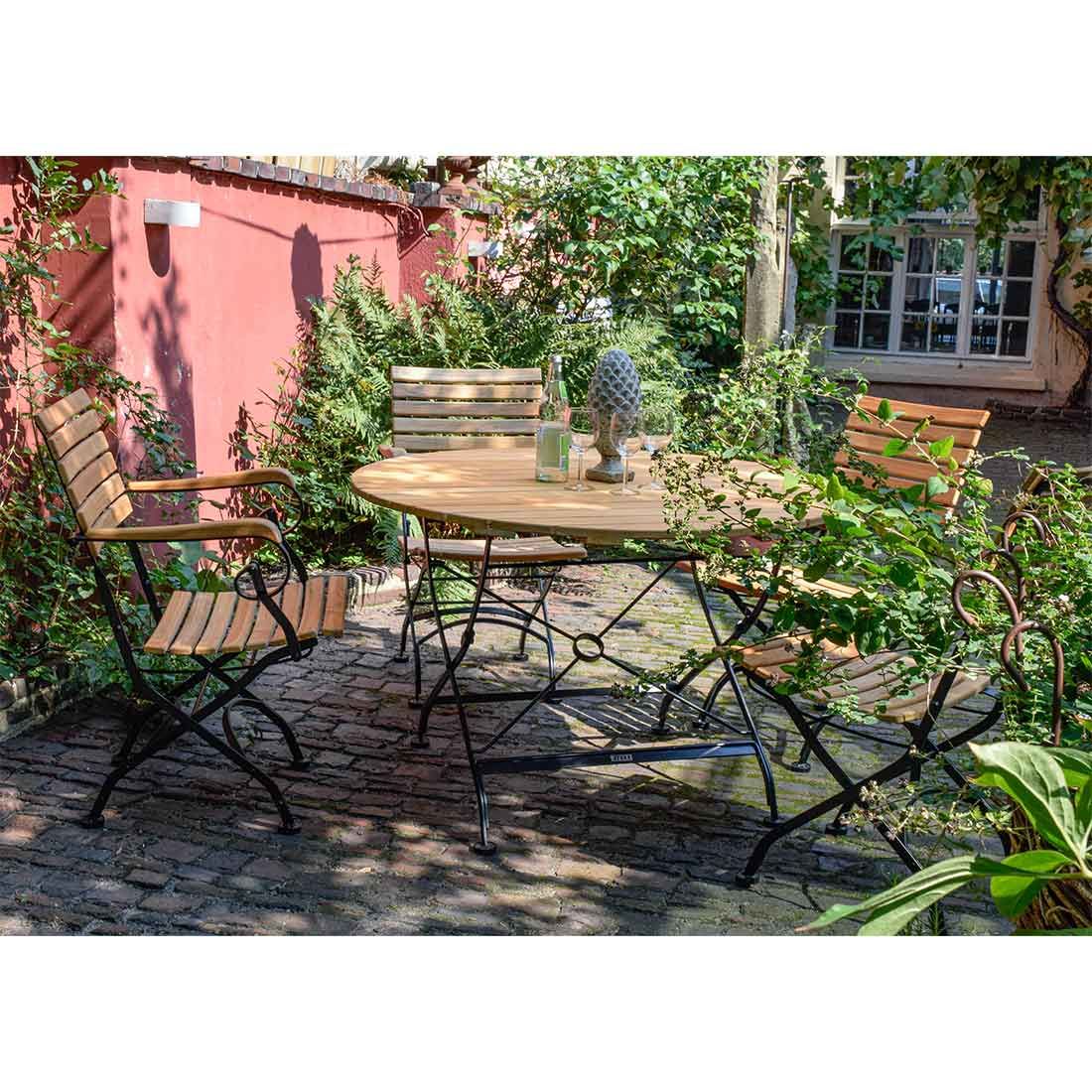 Montert Hagemøbelsett Florence 4 plasser med teak og smijern