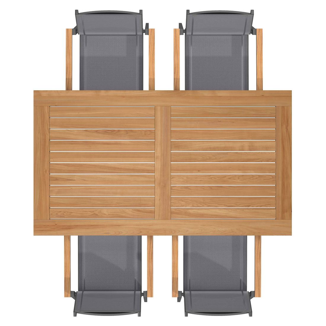 Nærbilde av teak bordplate på Hagemøbelsett Florenz 4 plasser aluminium/teak 160x90 cm