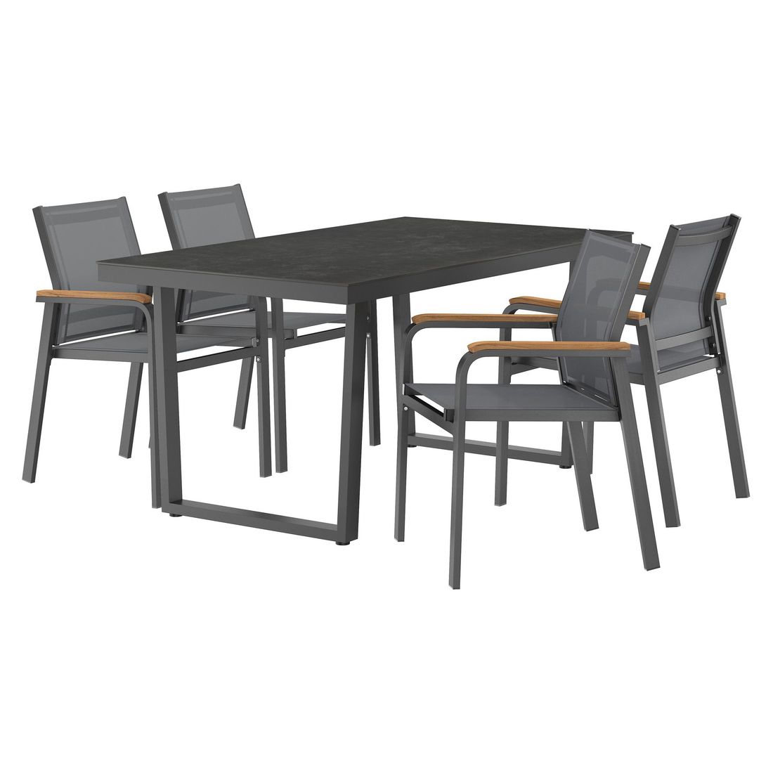 Hagemøbelsett Florenz 4 plasser aluminium/textilen bakside