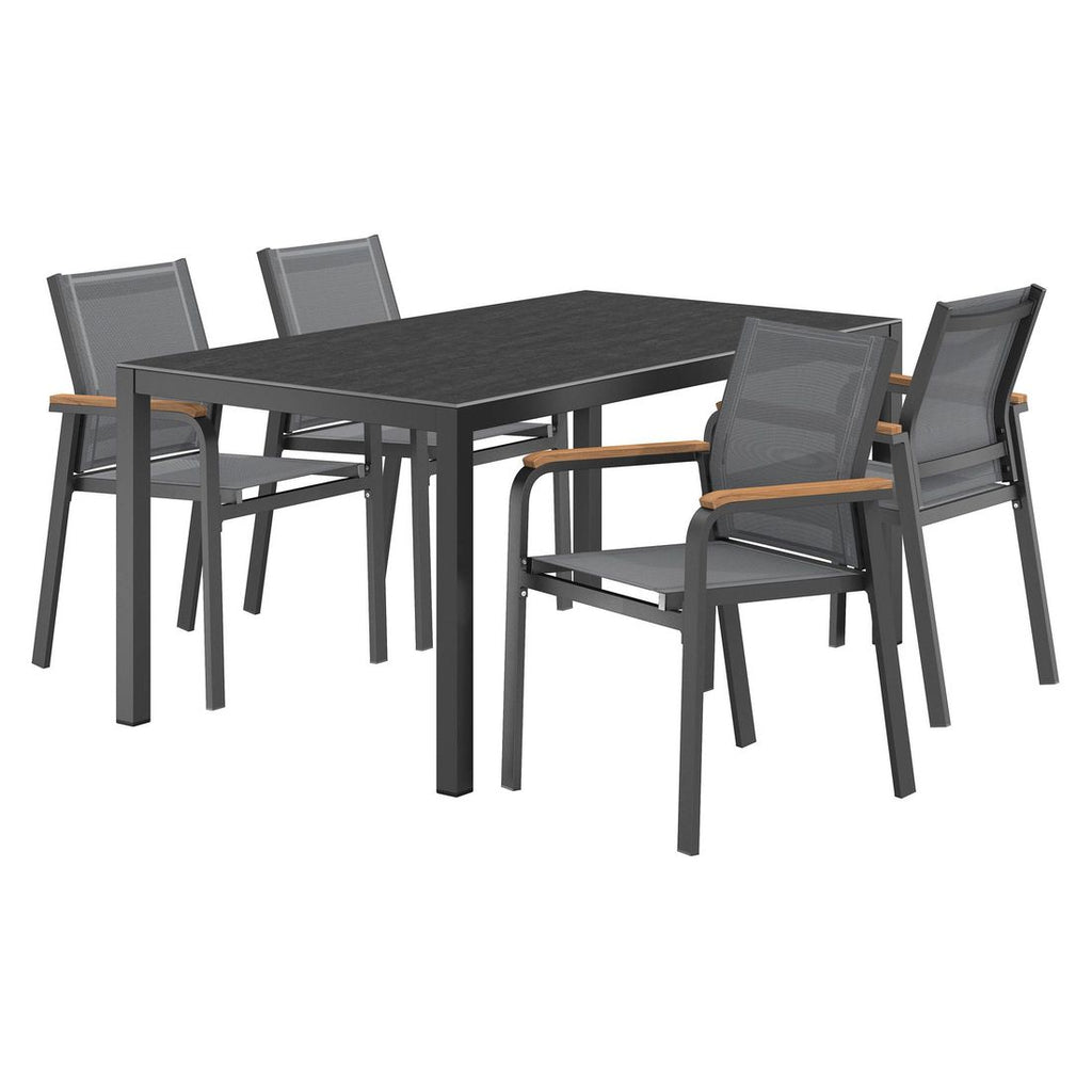 Hagemøbelsett Florenz 4 plasser aluminium/Dekton 160x90 cm bakside