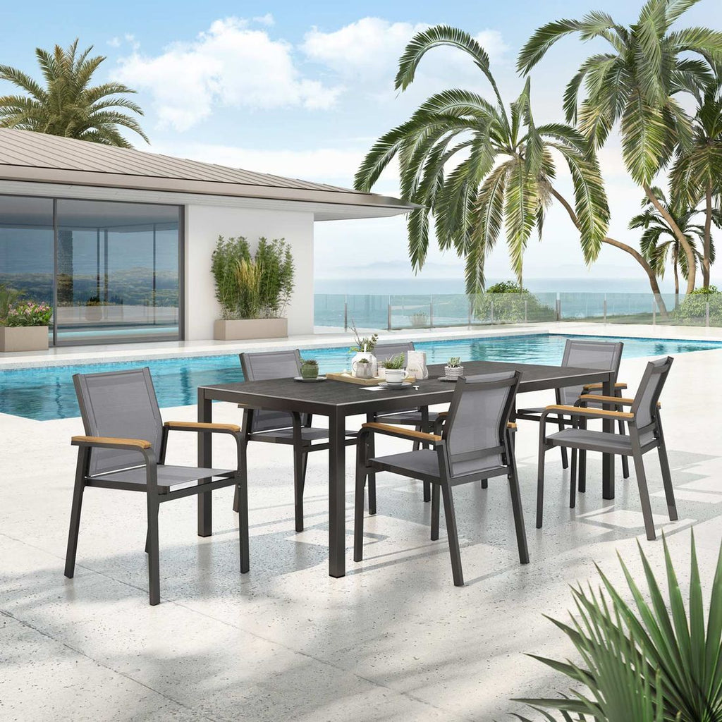 Hagemøbelsett Florenz 6 plasser aluminium Dekton 220x100 cm utsikt forfra
