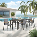 Hagemøbelsett Florenz 6 plasser aluminium Dekton 220x100 cm utsikt forfra