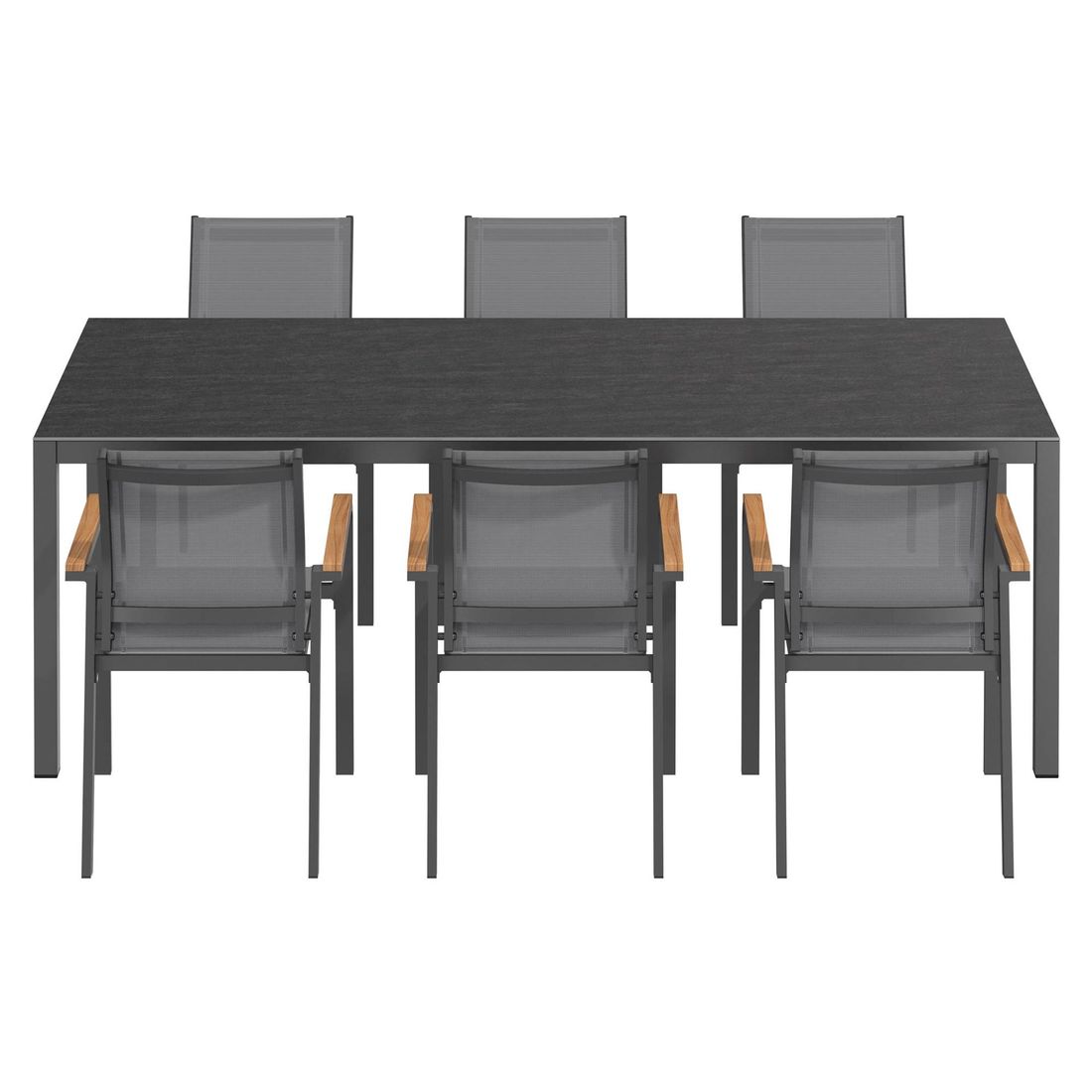 Montert Hagemøbelsett Florenz 6 plasser aluminium Dekton 220x100 cm i hage