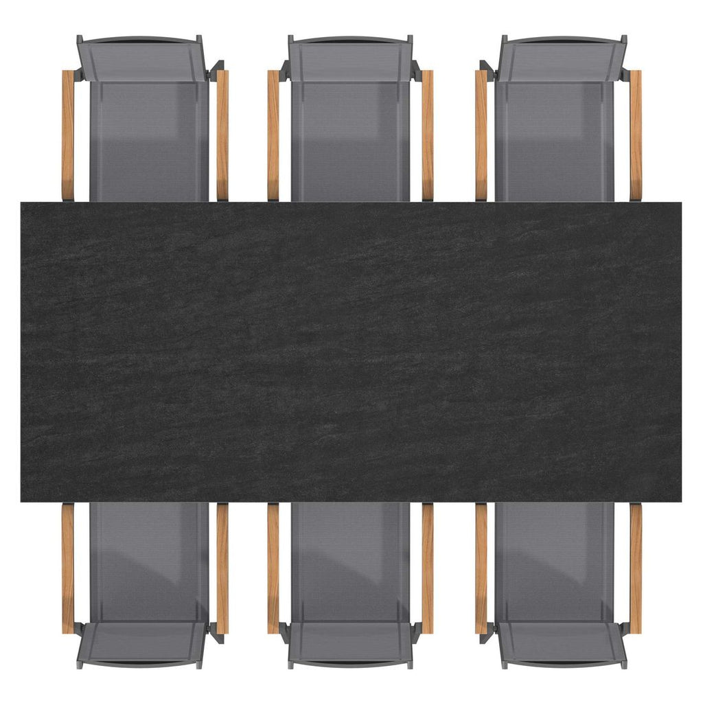 Nærbilde av bordplate i Dekton i Hagemøbelsett Florenz 6 plasser aluminium Dekton 220x100 cm
