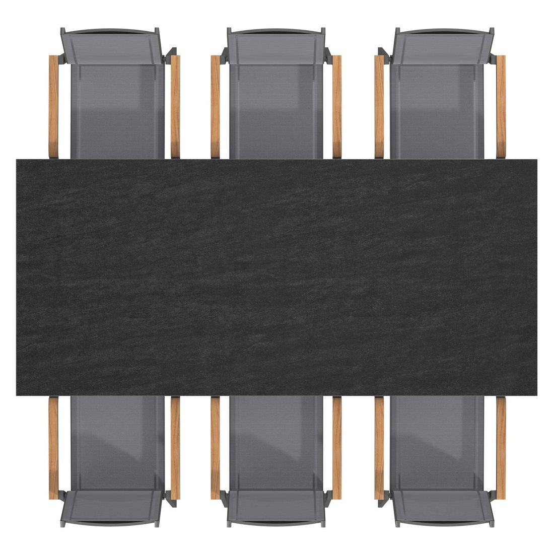 Nærbilde av bordplate i Dekton i Hagemøbelsett Florenz 6 plasser aluminium Dekton 220x100 cm