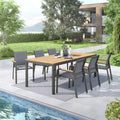 Hagemøbelsett Florenz 6 plasser aluminium og teak forfra