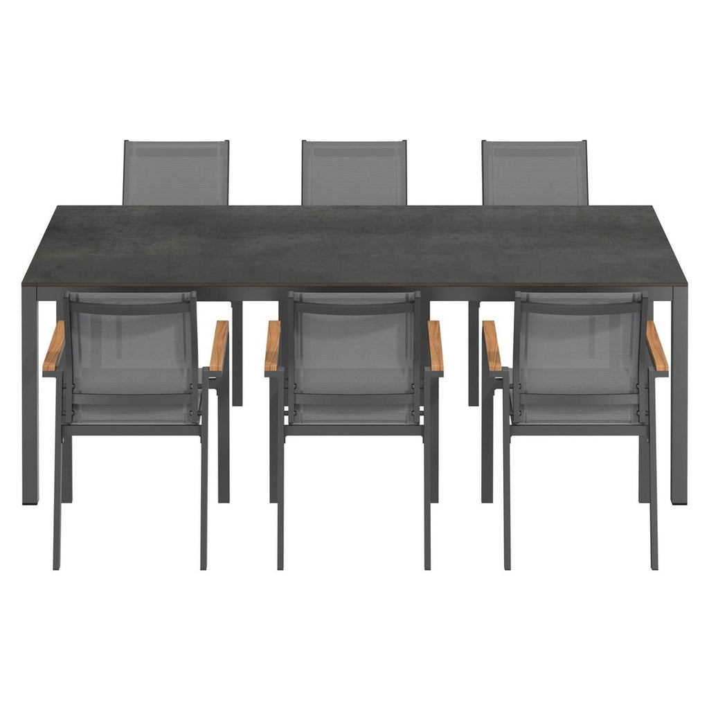 Hagemøbelsett Florenz 6 plasser aluminium HPL sammenlagte stoler