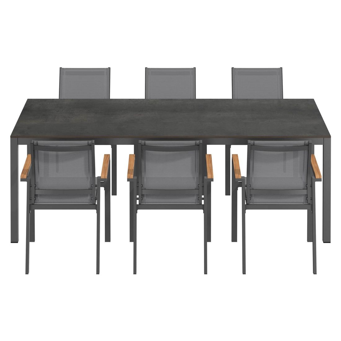 Hagemøbelsett Florenz 6 plasser aluminium HPL sammenlagte stoler
