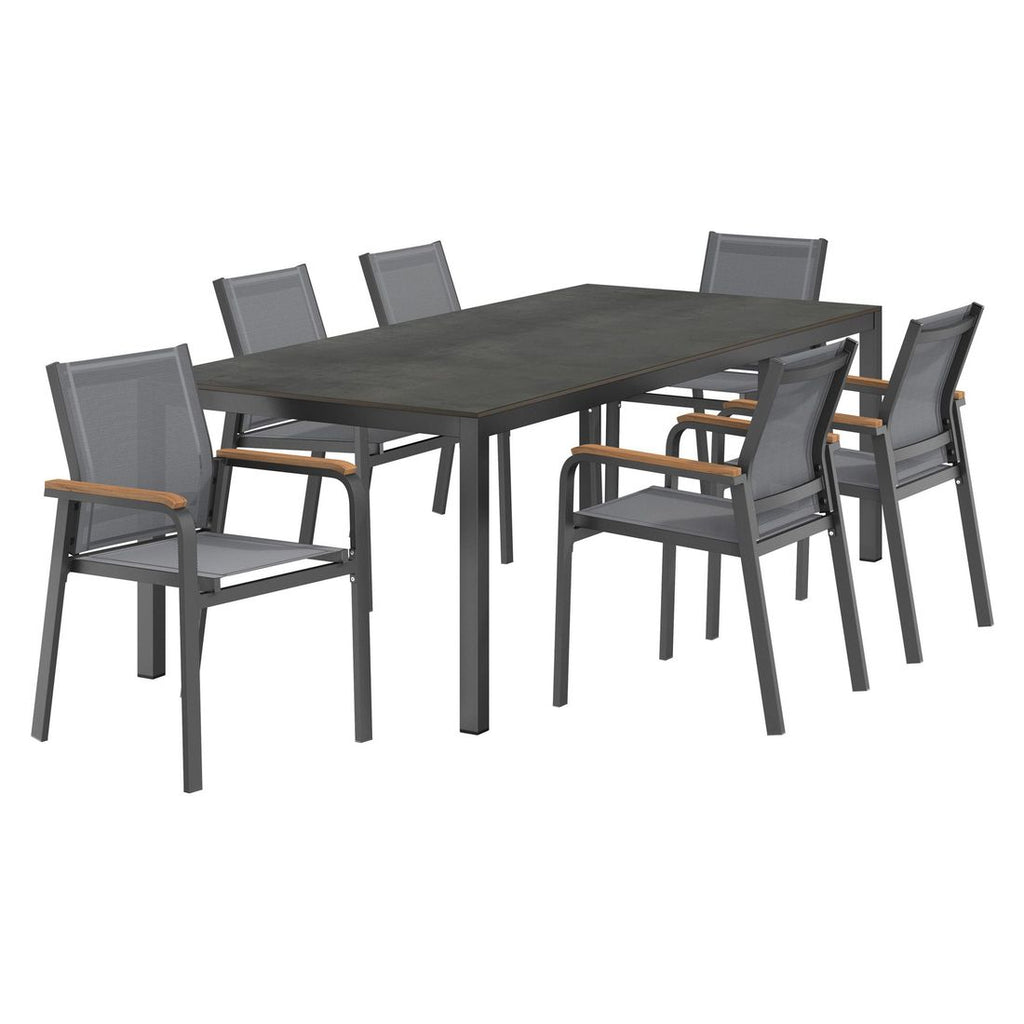 Hagemøbelsett Florenz 6 plasser aluminium HPL sett bakside