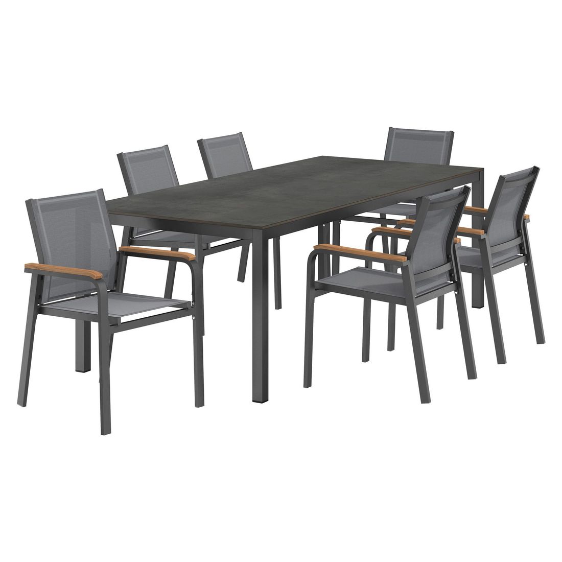 Hagemøbelsett Florenz 6 plasser aluminium HPL sett bakside