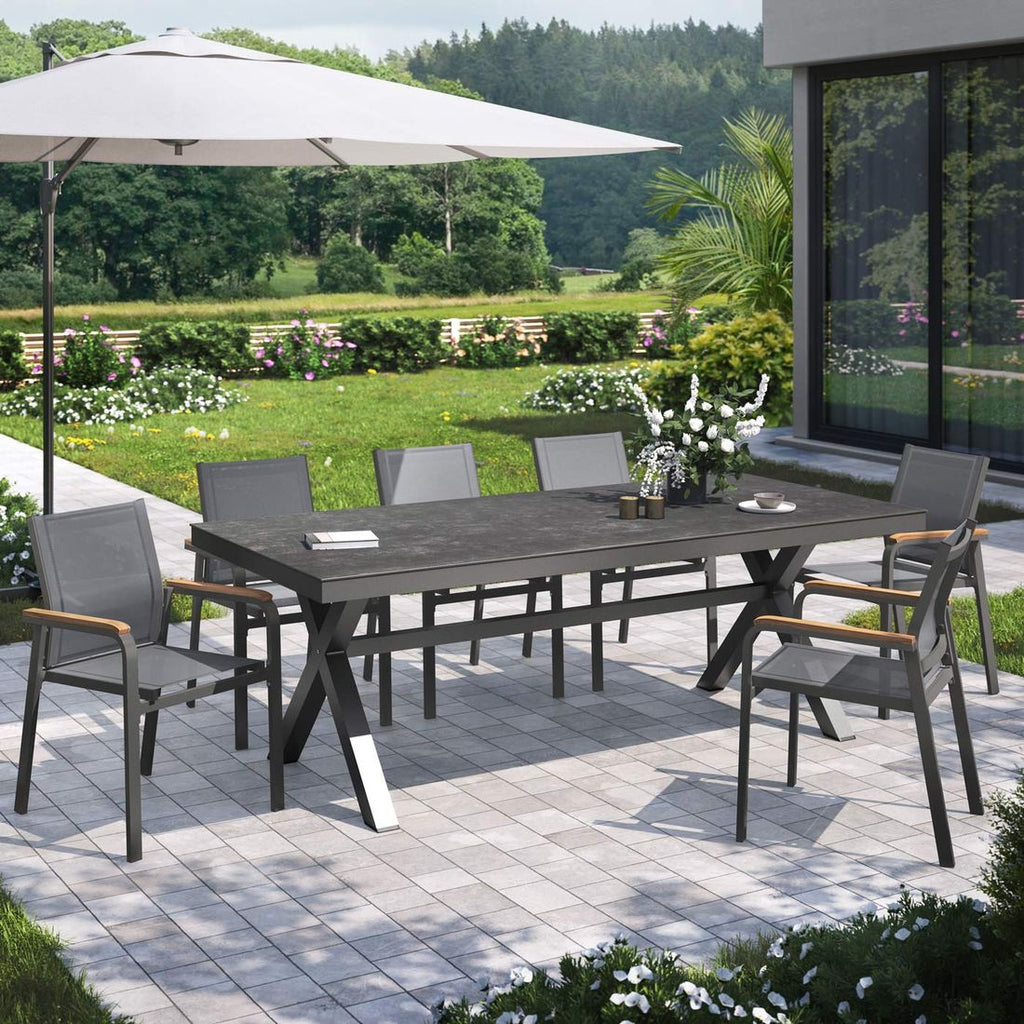 Hagemøbelsett Florenz 6 plasser aluminium keramikk forfra