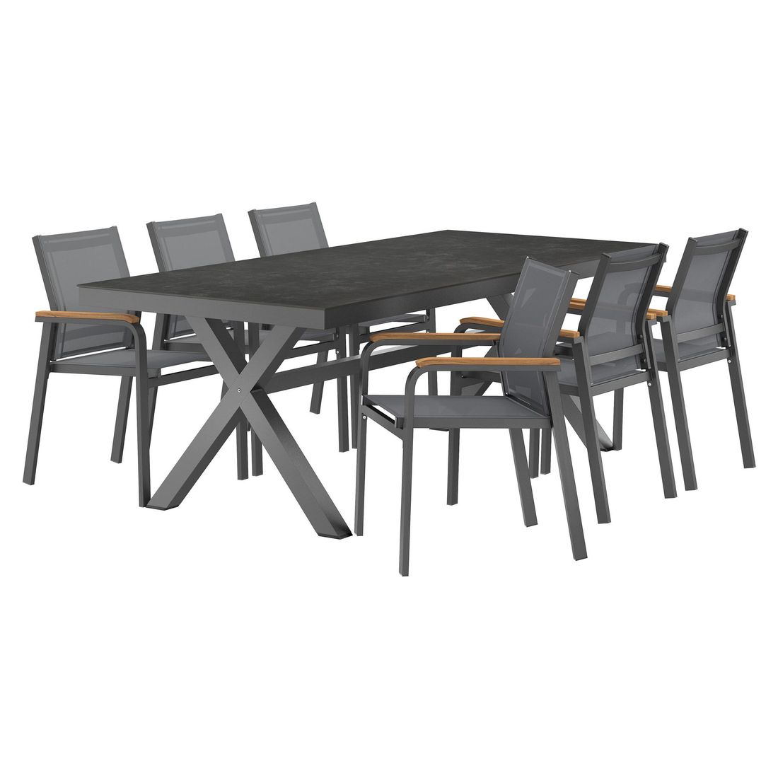 Hagemøbelsett Florenz 6 plasser aluminium keramikk bakside
