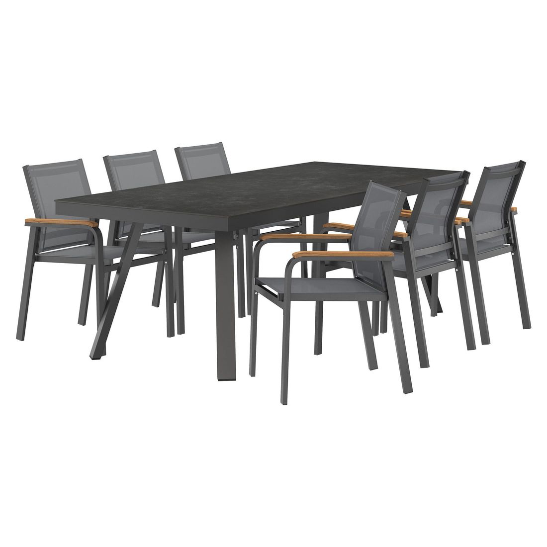 Hagemøbelsett Florenz 6 plasser aluminium keramikk 220x100 cm bakside