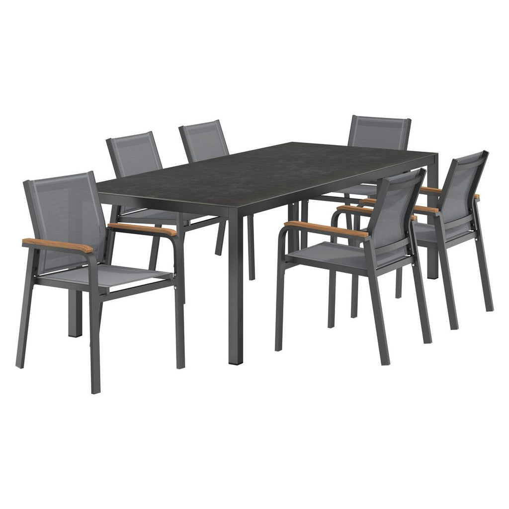 Hagemøbelsett Florenz 6 plasser aluminium keramikk 220x100 cm - OUTLIV bakside