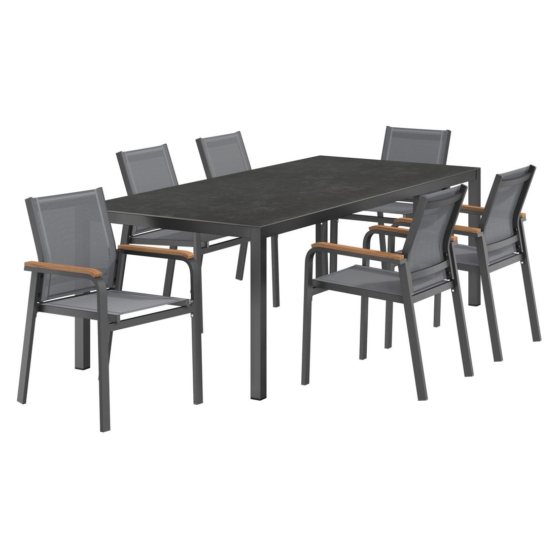 Hagemøbelsett Florenz 6 plasser aluminium keramikk 220x100 cm - OUTLIV bakside