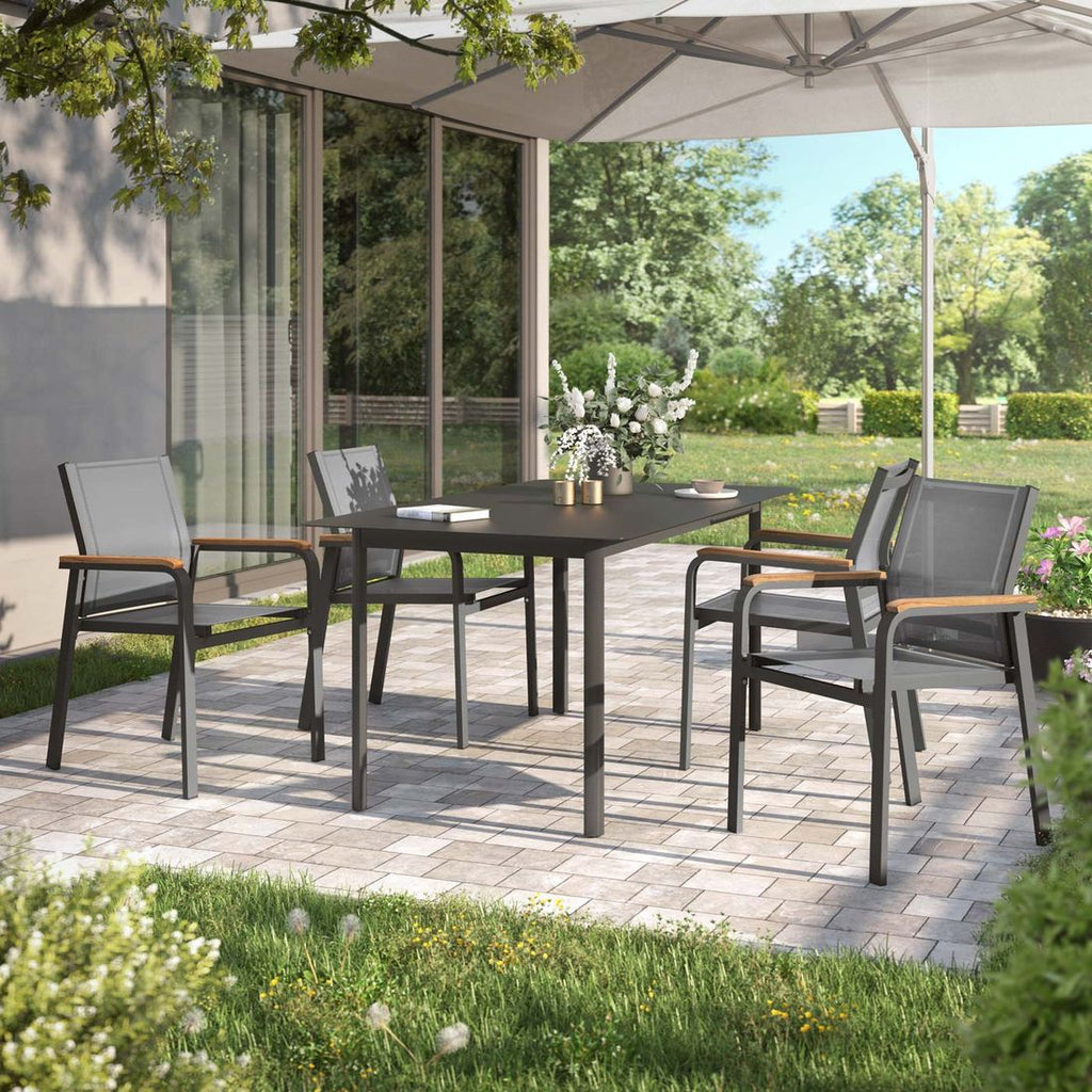 Hagemøbelsett Florenz 4 plasser aluminium/textilen 160x90 cm - OUTLIV forfra