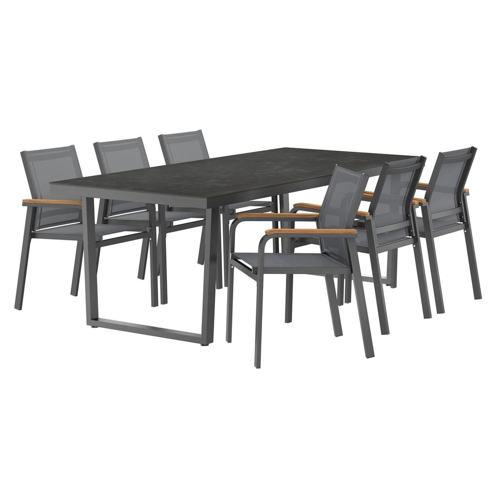 Hagemøbelsett Florenz Kufe 6 plasser aluminium/textilen bakside