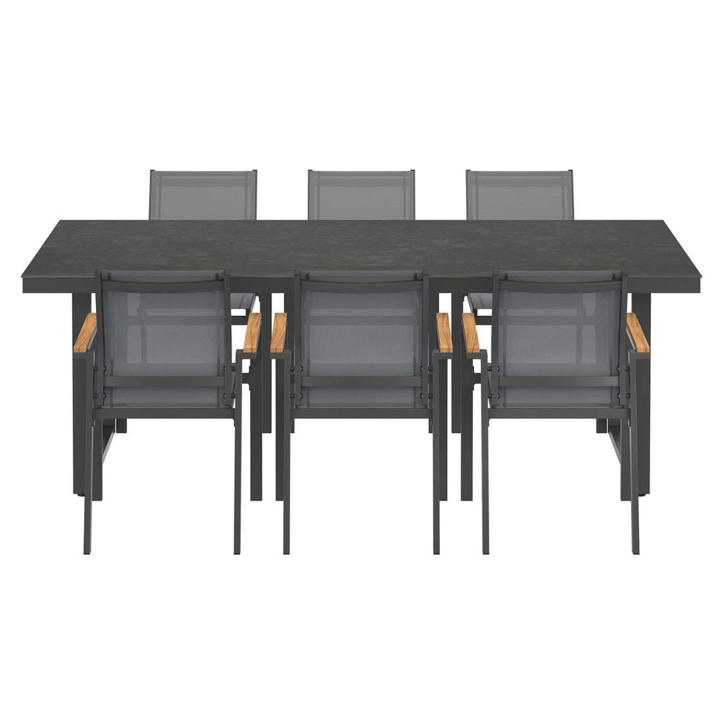Montert hagemøbelsett Florenz Kufe 6 plasser aluminium/textilen