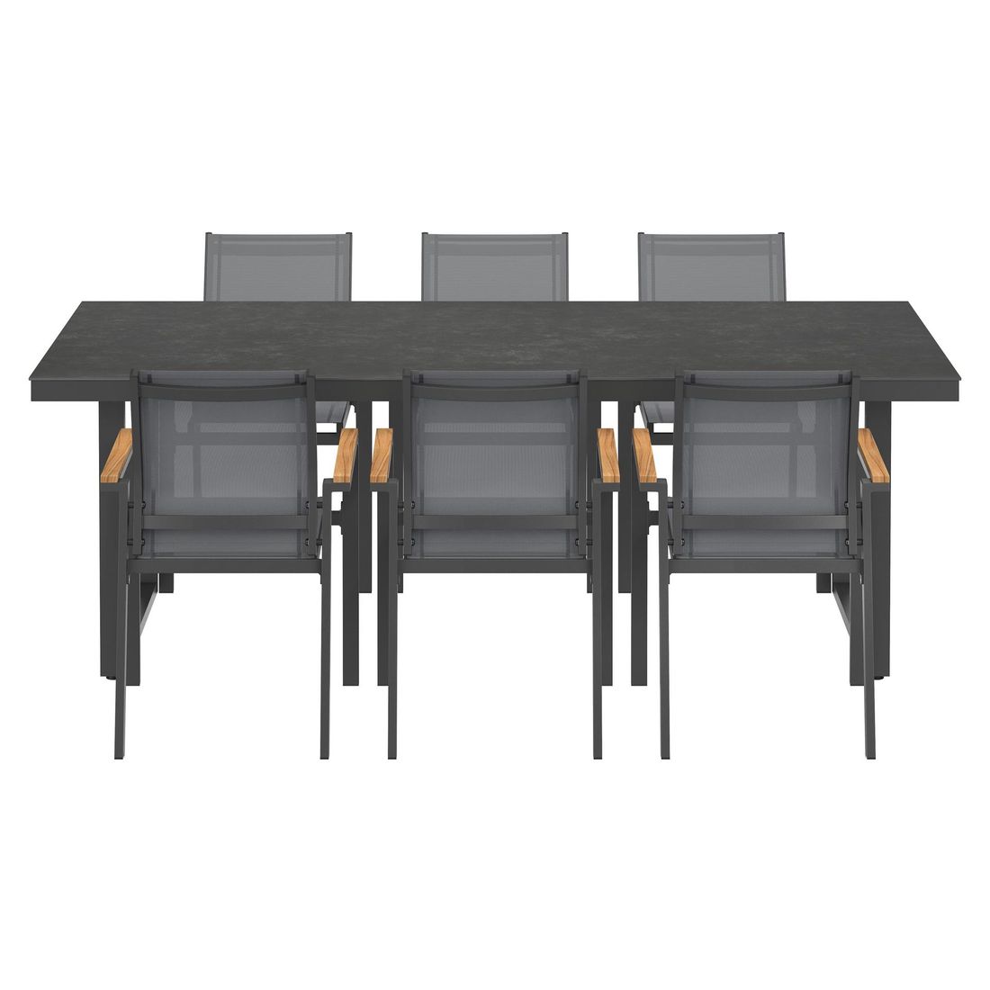 Montert hagemøbelsett Florenz Kufe 6 plasser aluminium/textilen