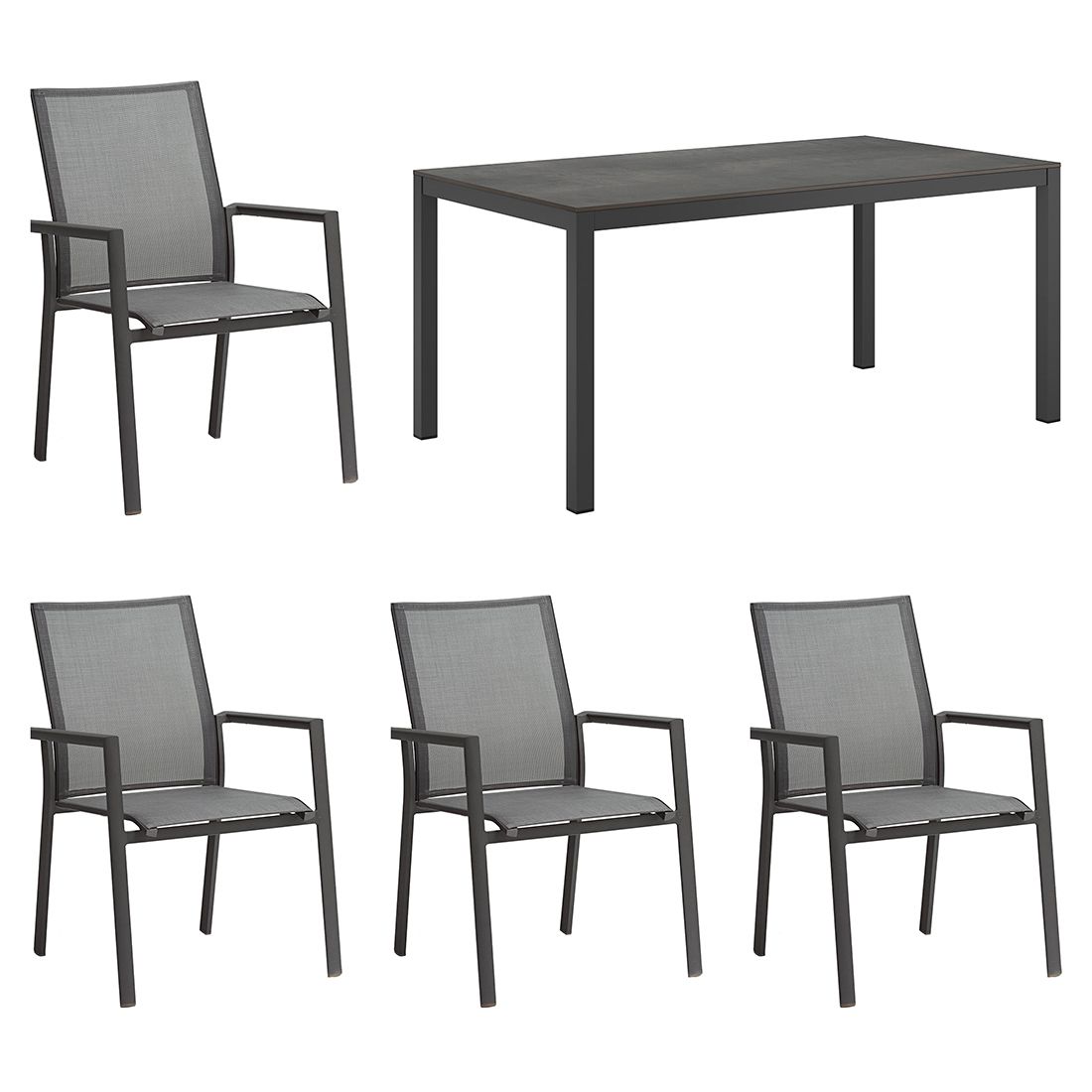 Baksiden av Hagemøbelsett Fly 4 plasser aluminium HPL 160x90 cm - Zebra