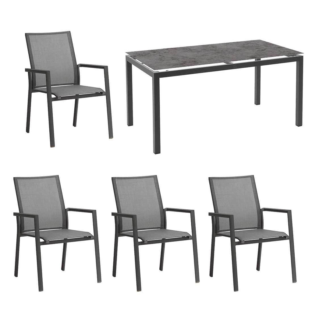 Hagemøbelsett Fly 4 plasser aluminium textilen bakside