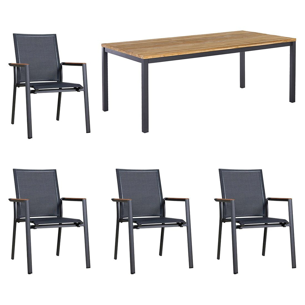 Hagemøbelsett Fly 4 plasser aluminium tekstilene bakside