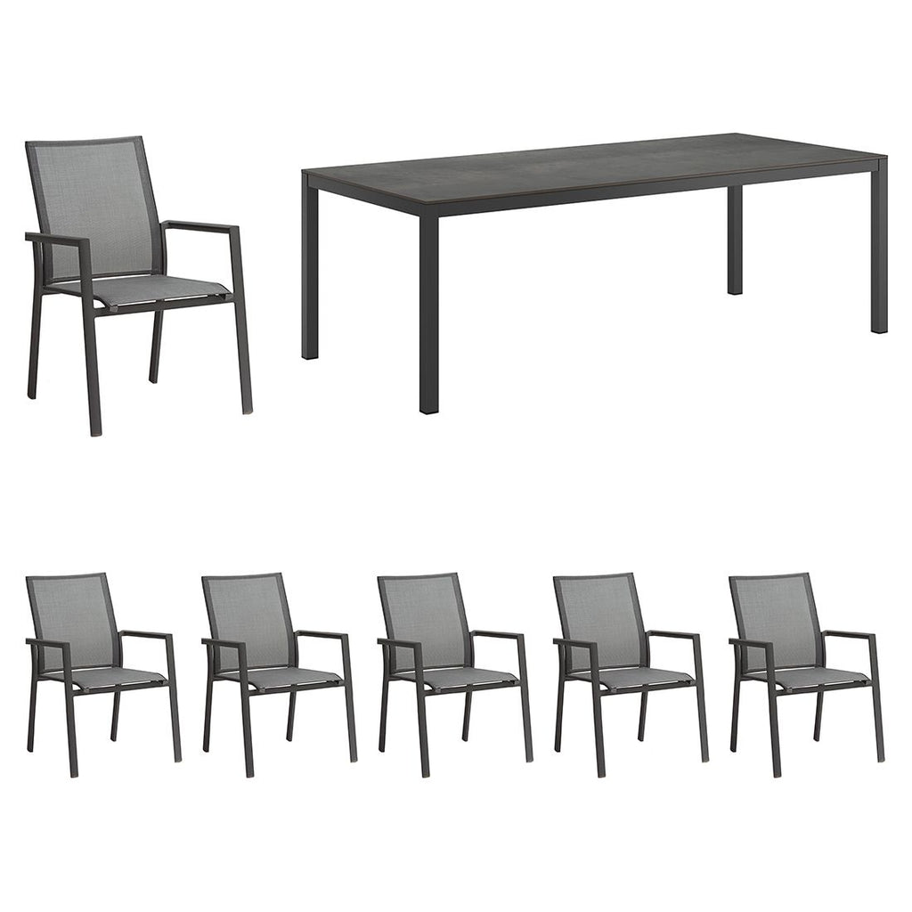 Hagemøbelsett Fly 6 plasser aluminium HPL bakside