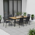 Hagemøbelsett Fly 6 plasser aluminium teak forfra