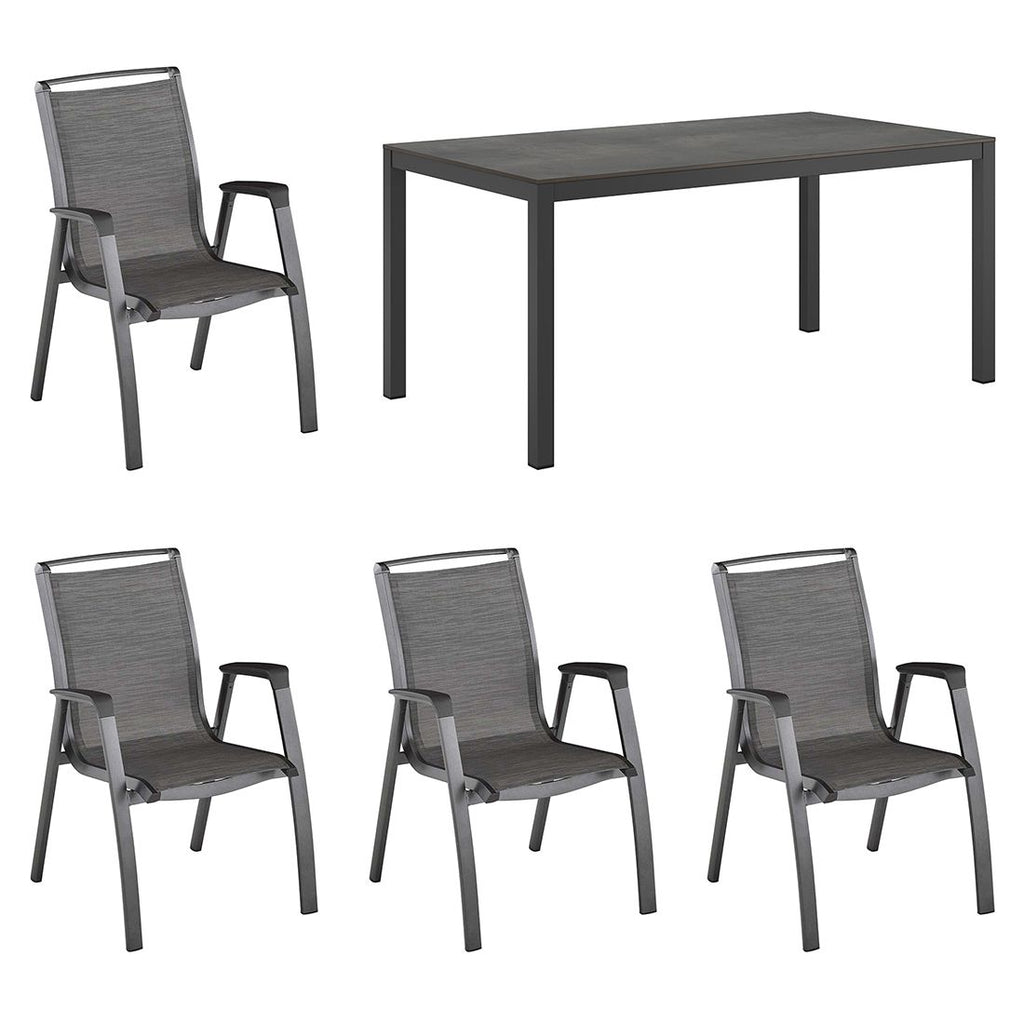 Hagemøbelsett Forma II 4 plasser aluminium HPL oversikt bakside