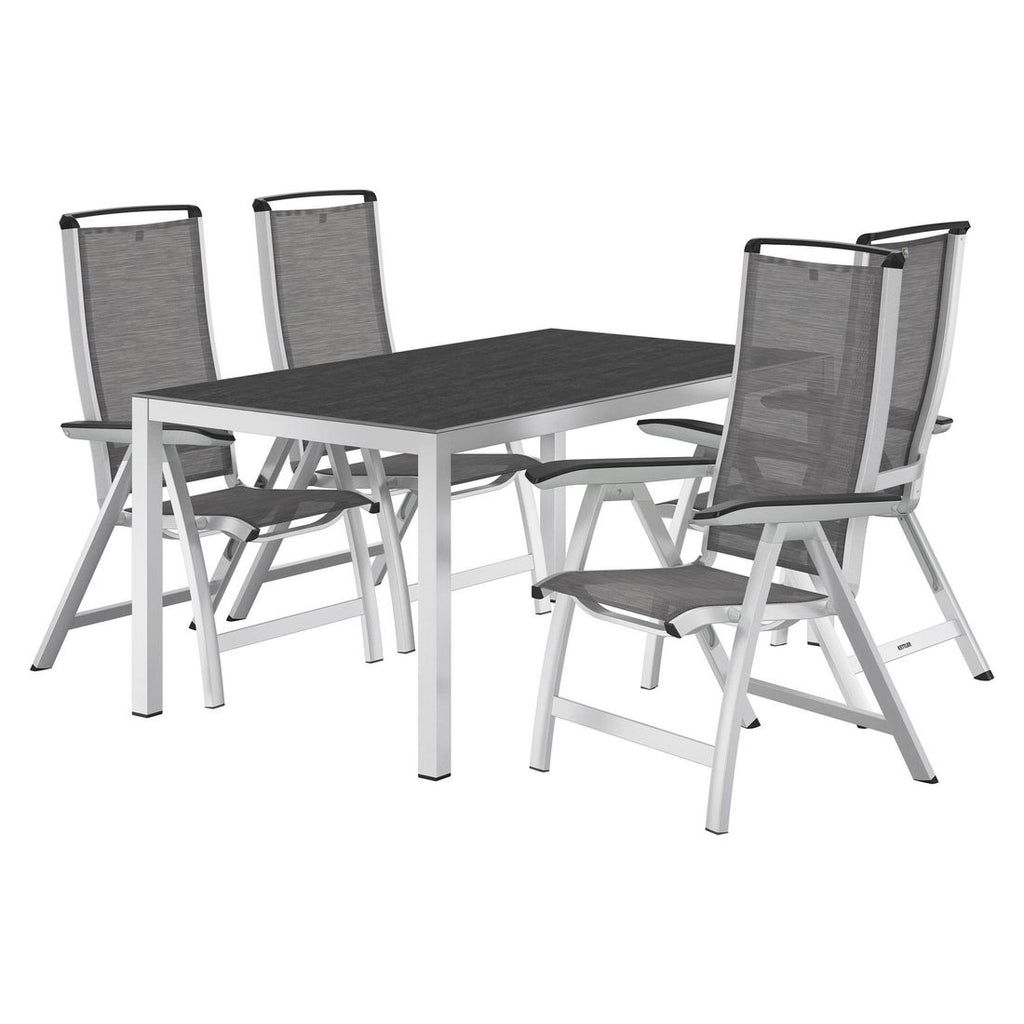 Hagemøbelsett Forma II 4 plasser aluminium 160x90 cm bakside