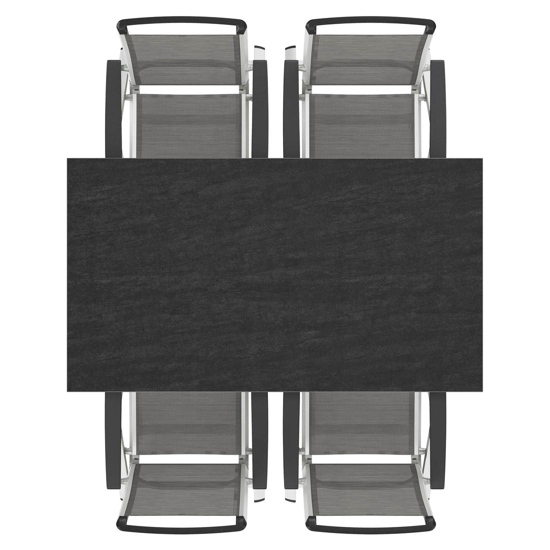 Nærbilde av bordplate i Dekton på Hagemøbelsett Forma II 4 plasser